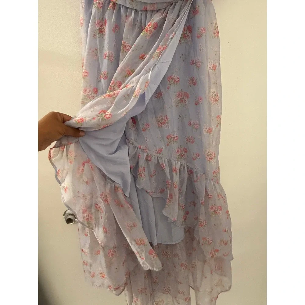 NWT Abercrombie & Fitch Emerson Off-Shoulder Drama Purple Floral Maxi Dress M
